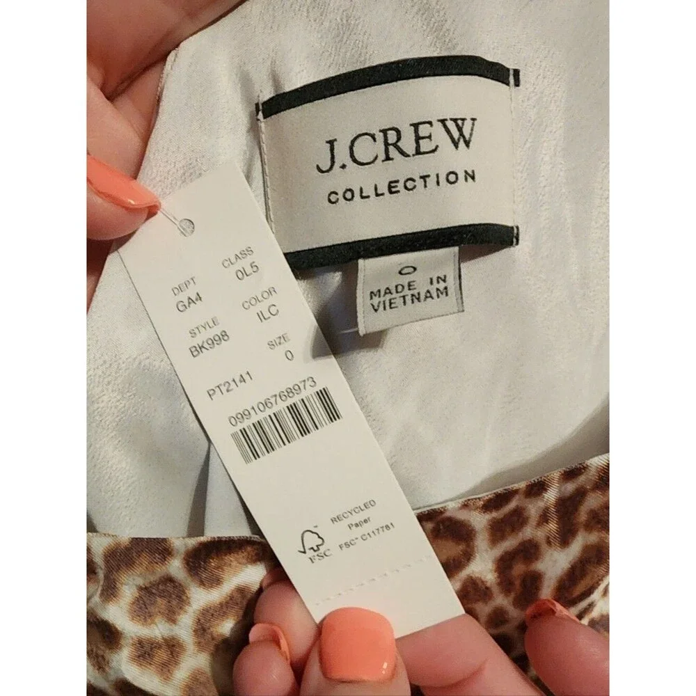 NWT J. Crew One-shoulder Ruffle-hem Dress In Leopard, Size 0